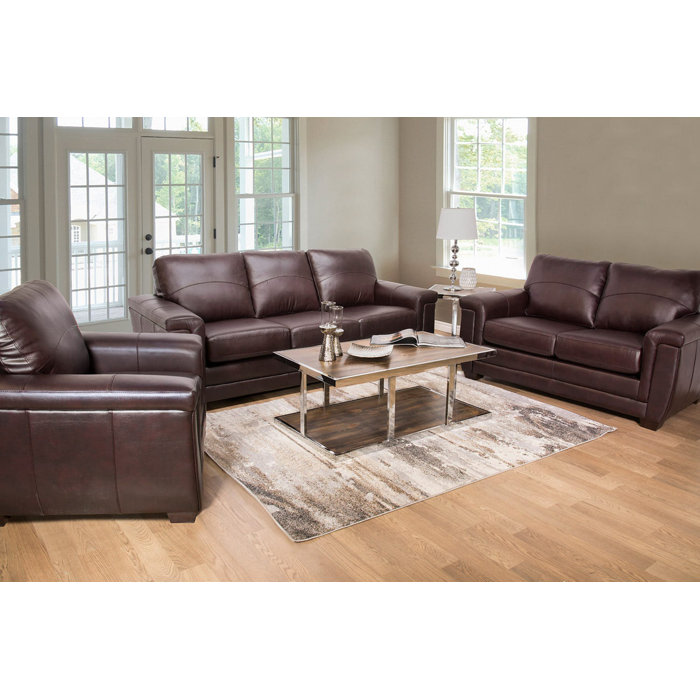 Latitude Run® Cassius Three Piece Leather Living Room Set Wayfair